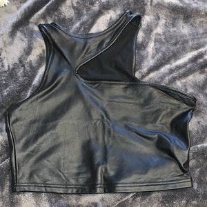 One shoulder leather top